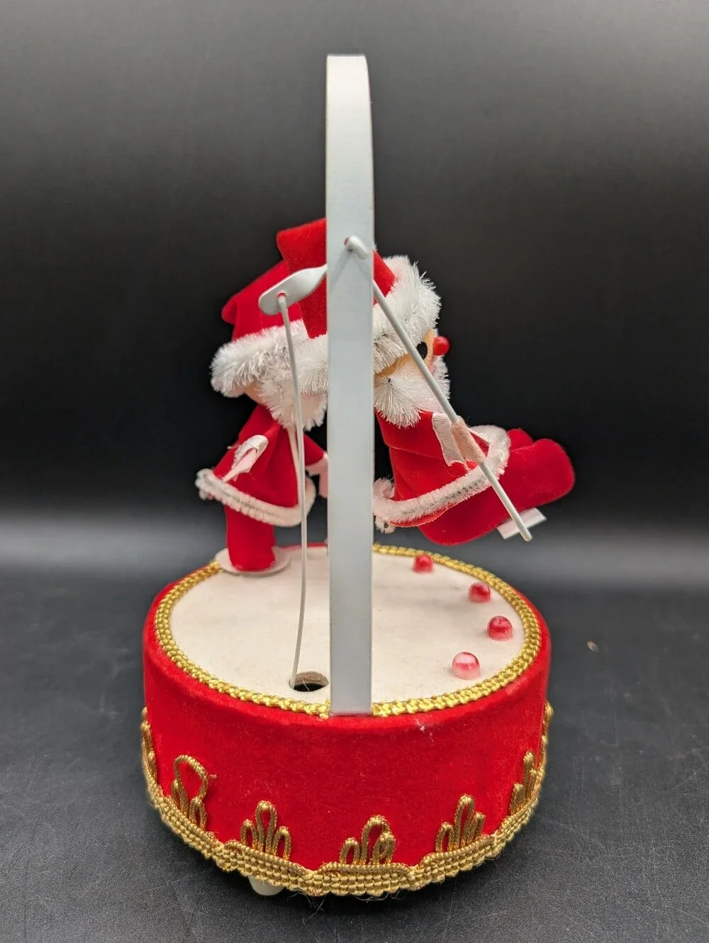 Vintage 1970s Swinging Santa Elf Musical Box, B Altman & Co Christmas Decor EUC